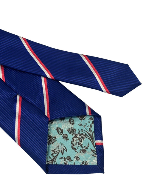 royal blue tie with red and white stripes